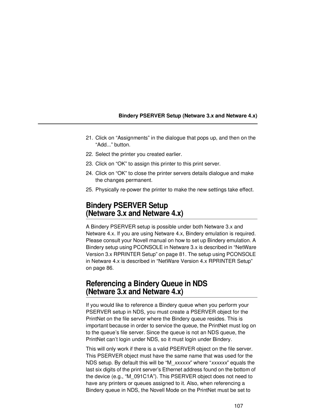 Fujitsu 9045 user manual Bindery Pserver Setup Netware 3.x and Netware 