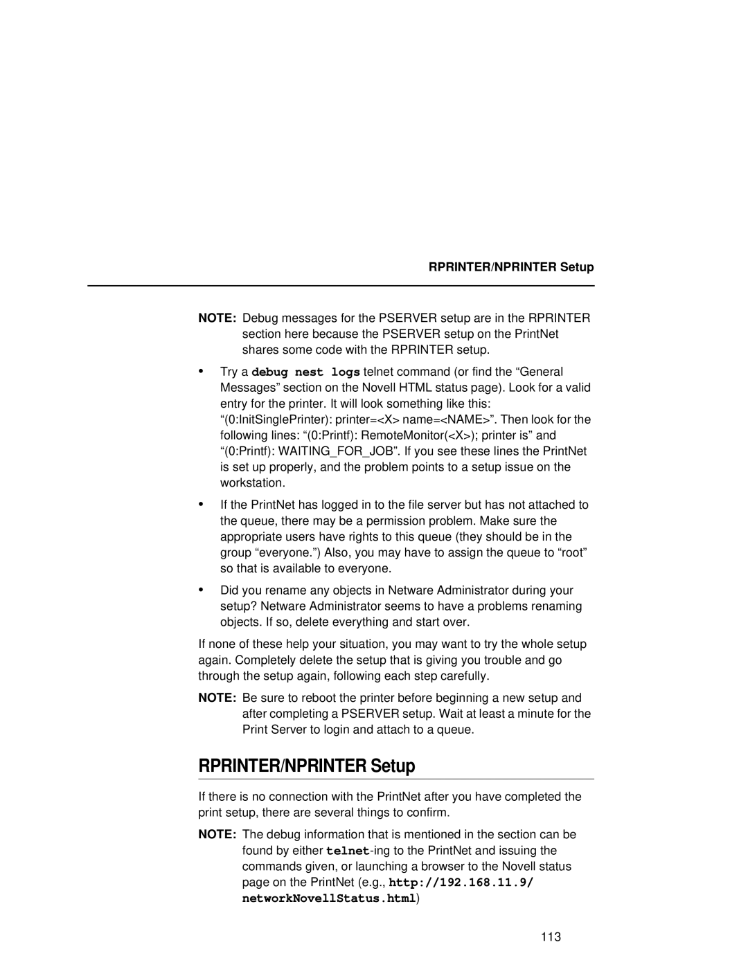 Fujitsu 9045 user manual RPRINTER/NPRINTER Setup 