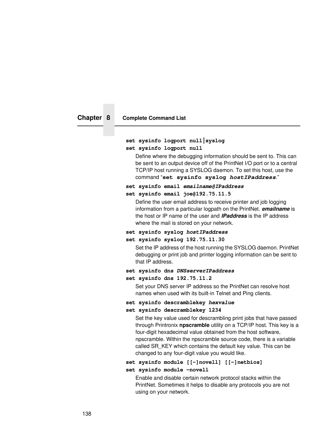 Fujitsu 9045 user manual Set sysinfo descramblekey hexvalue set sysinfo descramblekey 