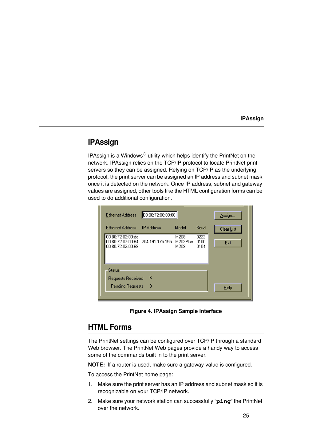 Fujitsu 9045 user manual IPAssign, Html Forms 