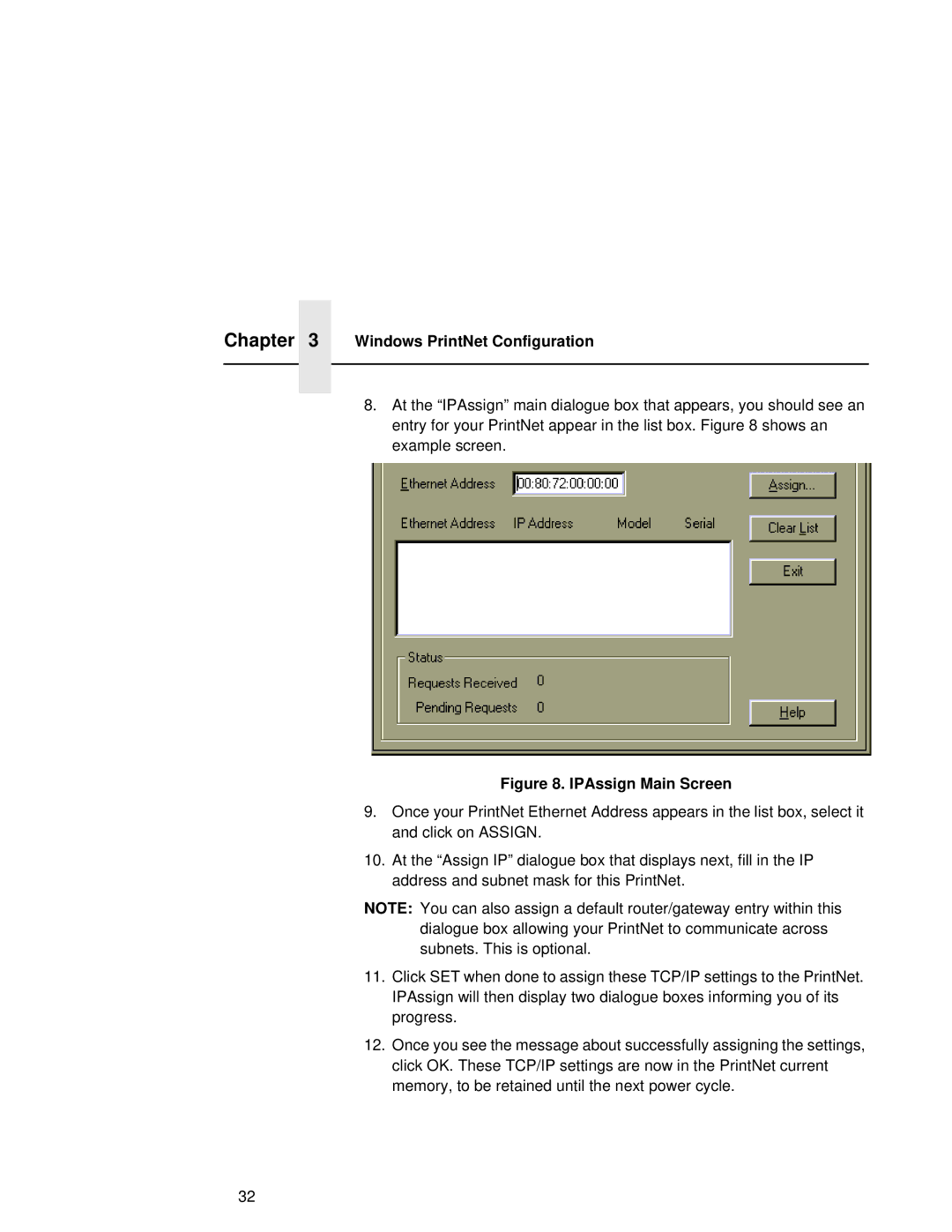 Fujitsu 9045 user manual IPAssign Main Screen 