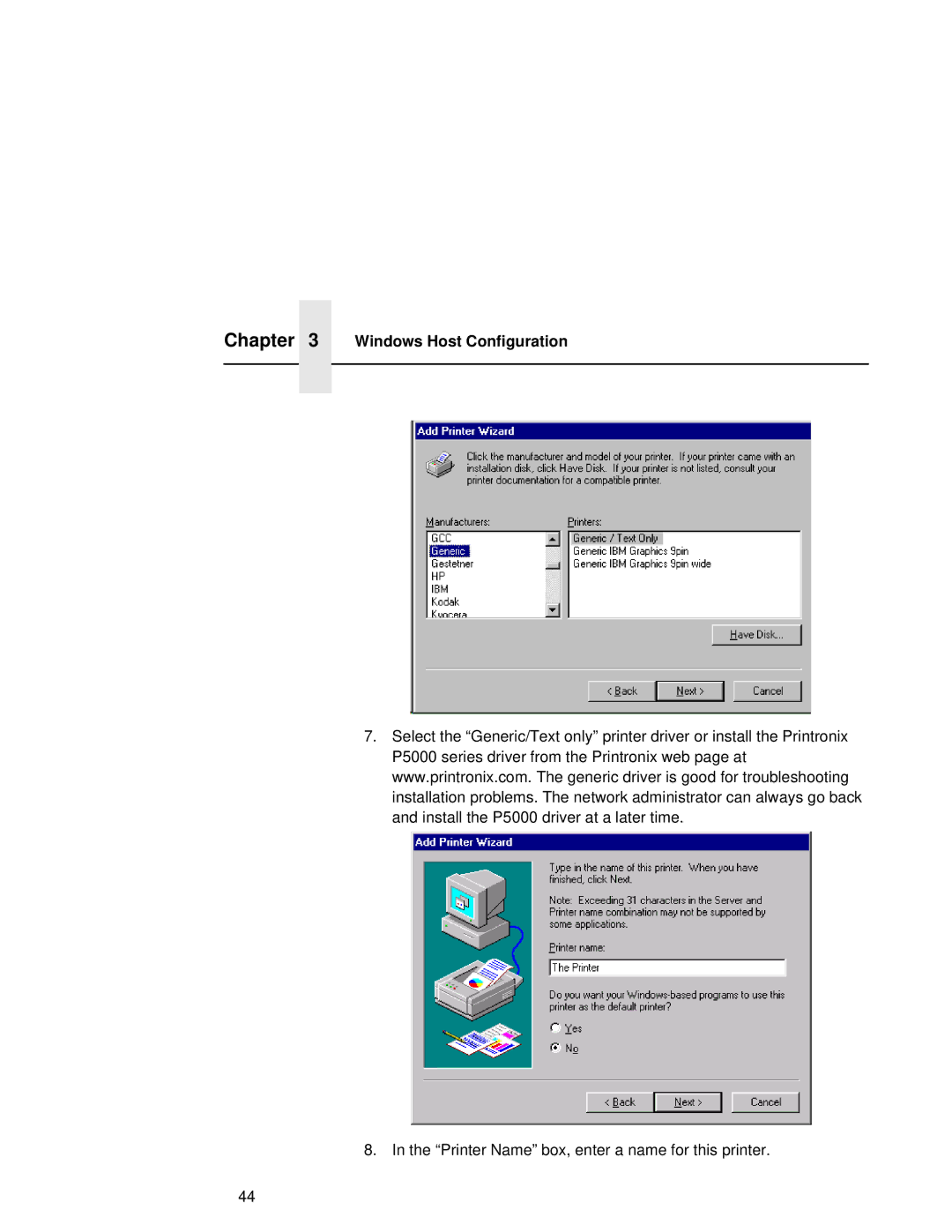 Fujitsu 9045 user manual Printer Name box, enter a name for this printer 