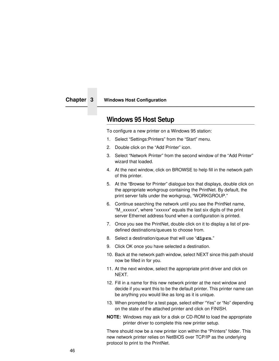 Fujitsu 9045 user manual Windows 95 Host Setup 