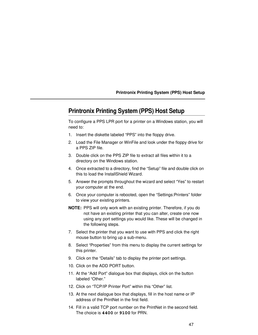 Fujitsu 9045 user manual Printronix Printing System PPS Host Setup 