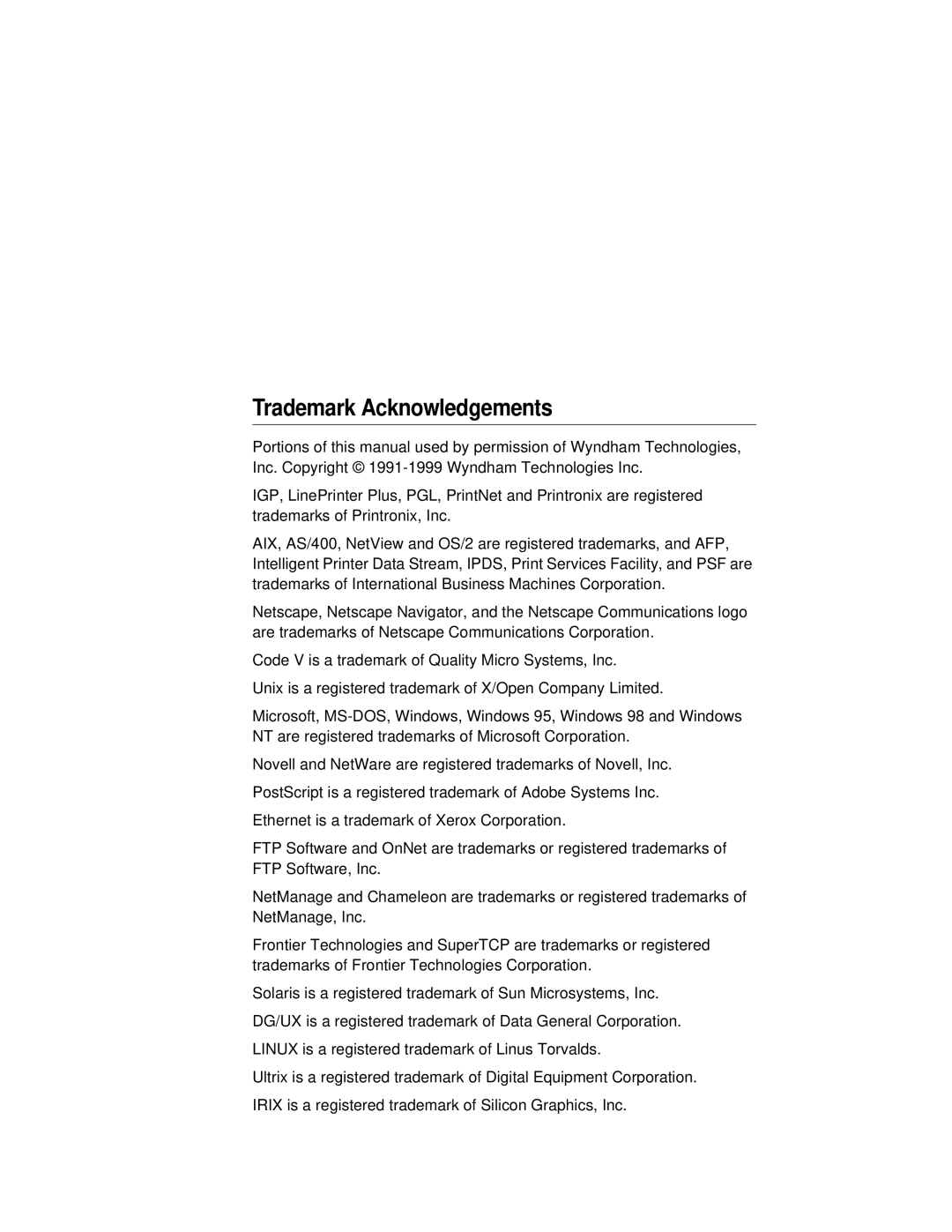 Fujitsu 9045 user manual Trademark Acknowledgements 