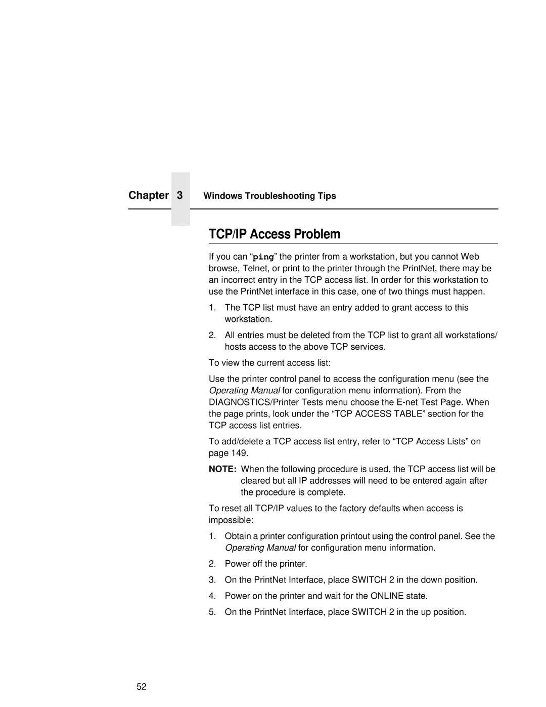 Fujitsu 9045 user manual TCP/IP Access Problem 