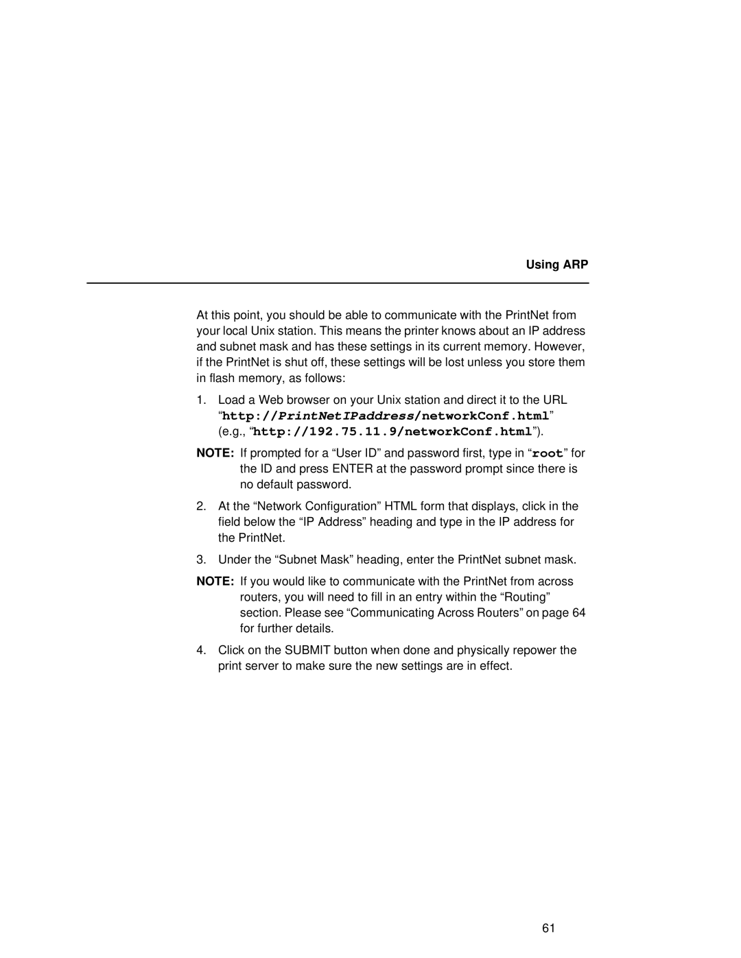 Fujitsu 9045 user manual Using ARP 