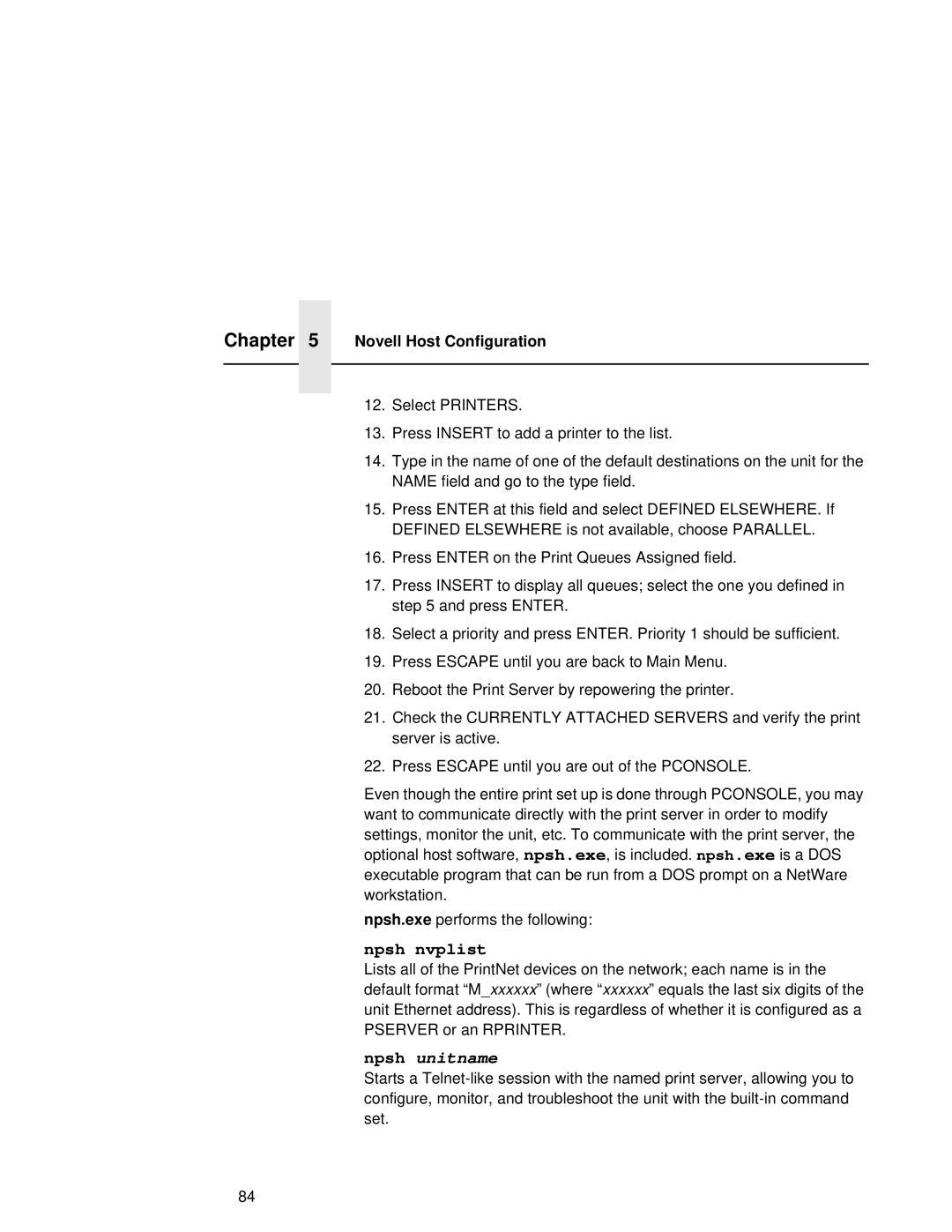 Fujitsu 9045 user manual Npsh nvplist, Npsh unitname 