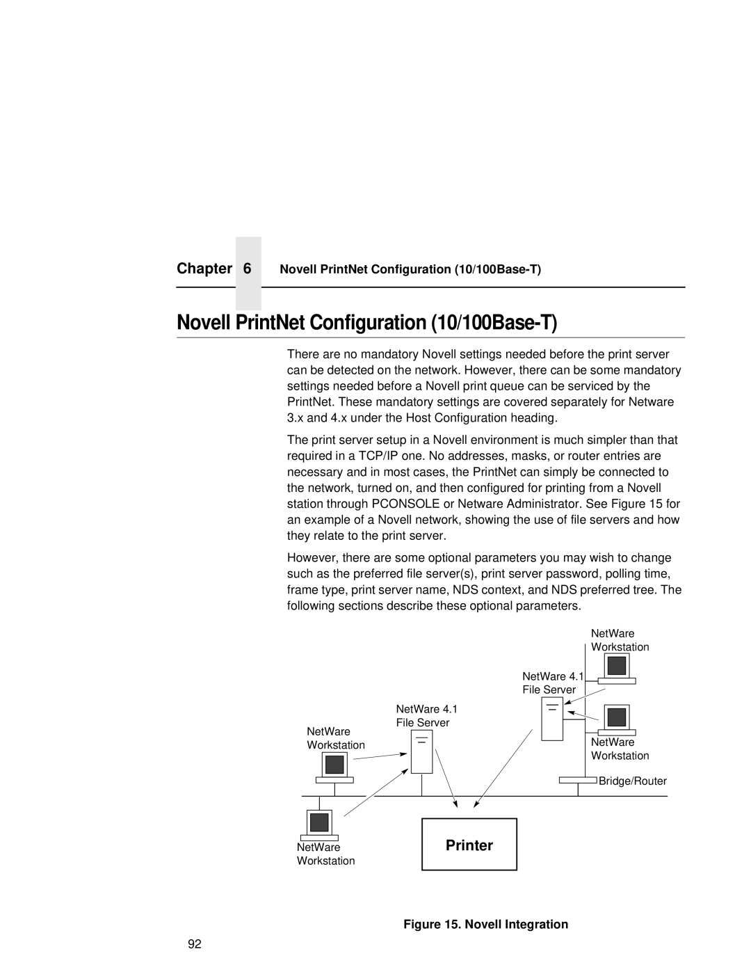 Fujitsu 9045 user manual Novell PrintNet Configuration 10/100Base-T 