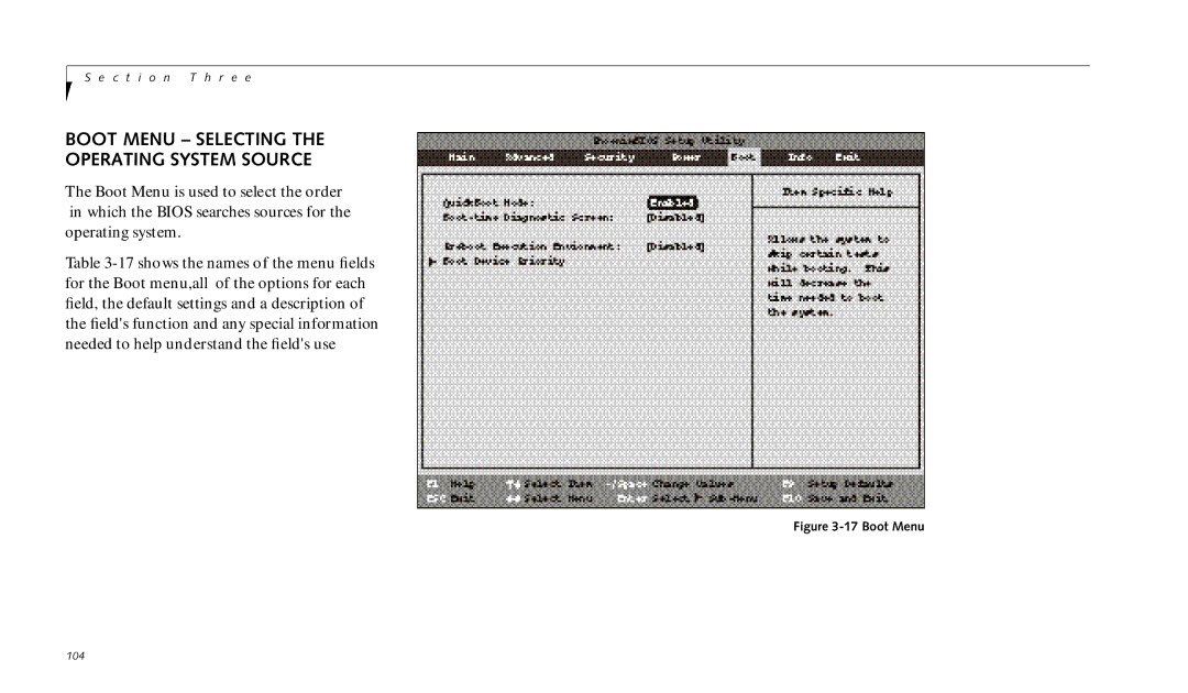 Fujitsu 990TX2 manual Boot Menu Selecting Operating System Source 