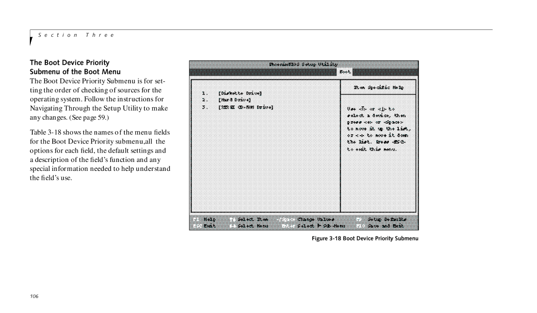 Fujitsu 990TX2 manual Boot Device Priority Submenu of the Boot Menu 