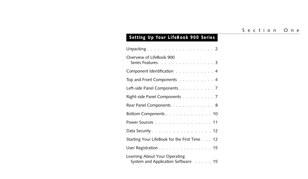 Fujitsu 990TX2 manual Setting Up Your LifeBook 900 Series 