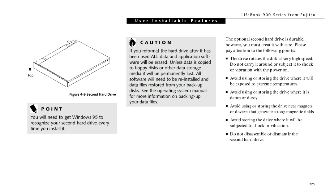 Fujitsu 990TX2 manual Second Hard Drive 