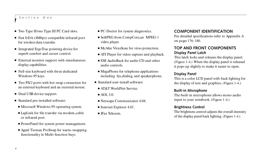 Fujitsu 990TX2 manual Component Identification, TOP and Front Components 