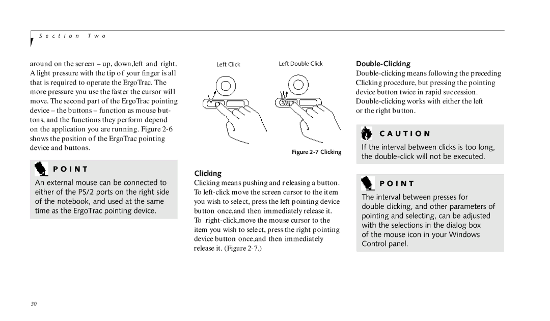 Fujitsu 990TX2 manual Double-Clicking 