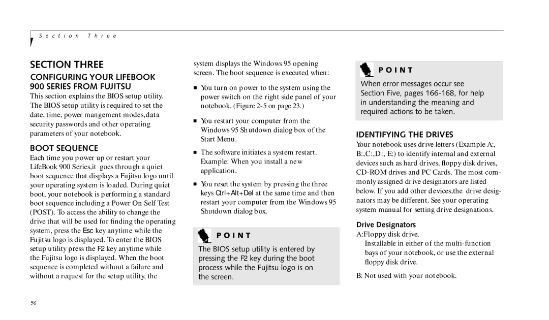 Fujitsu 990TX2 manual Configuring Your Lifebook 900 Series from Fujitsu, Boot Sequence, Identifying the Drives 