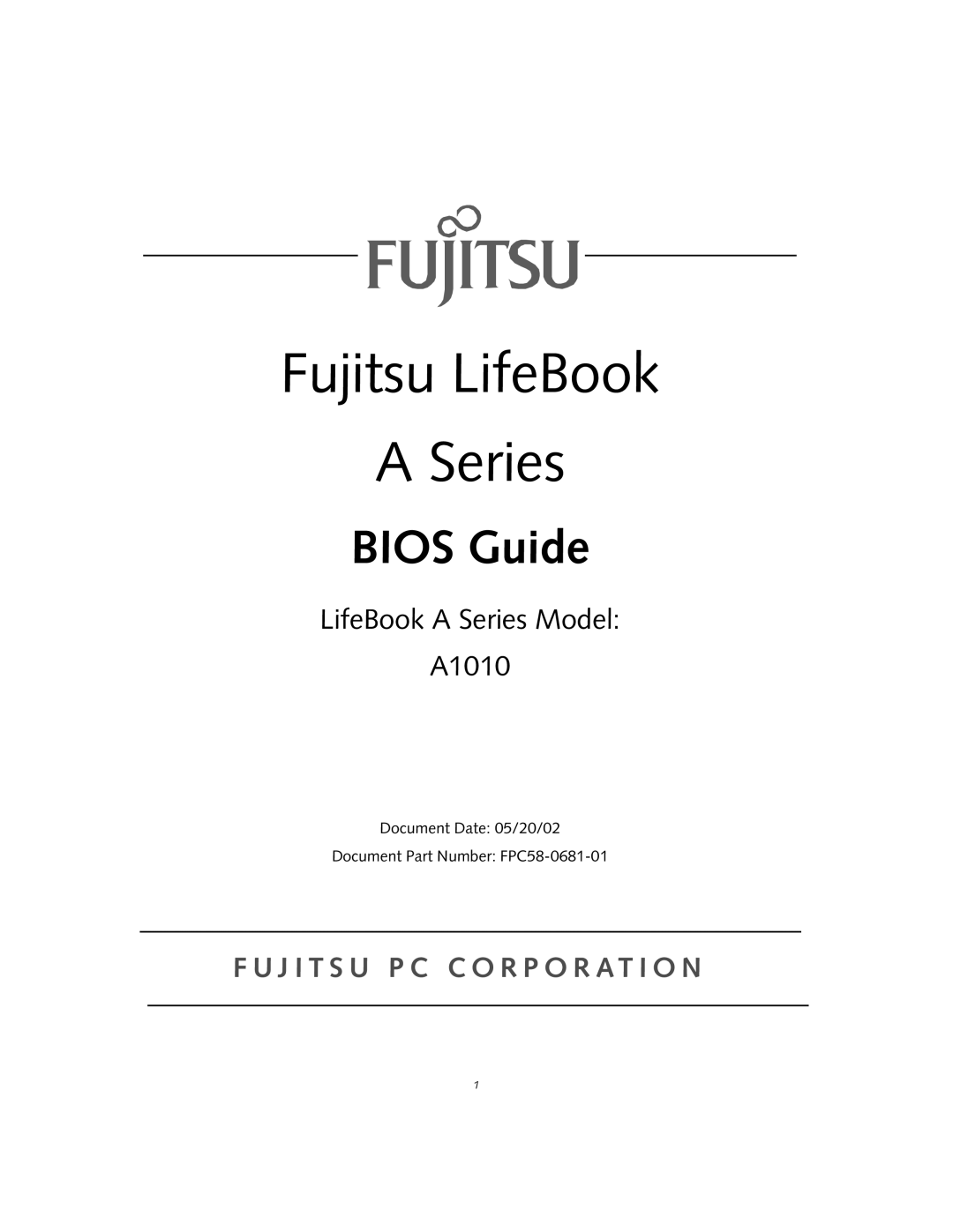 Fujitsu A1010 manual Fujitsu LifeBook Series 