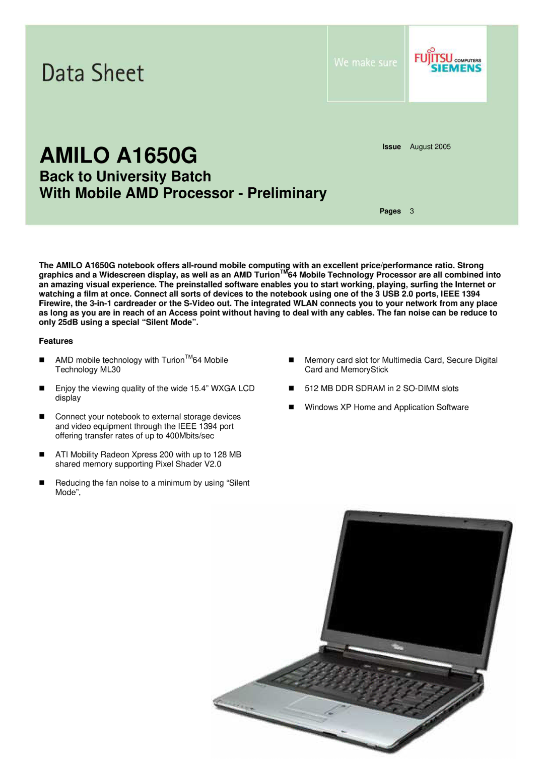 Fujitsu manual Amilo A1650G 