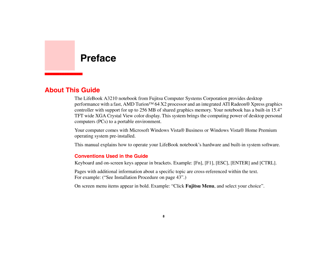 Fujitsu A3210 manual Preface, About This Guide, Conventions Used in the Guide 