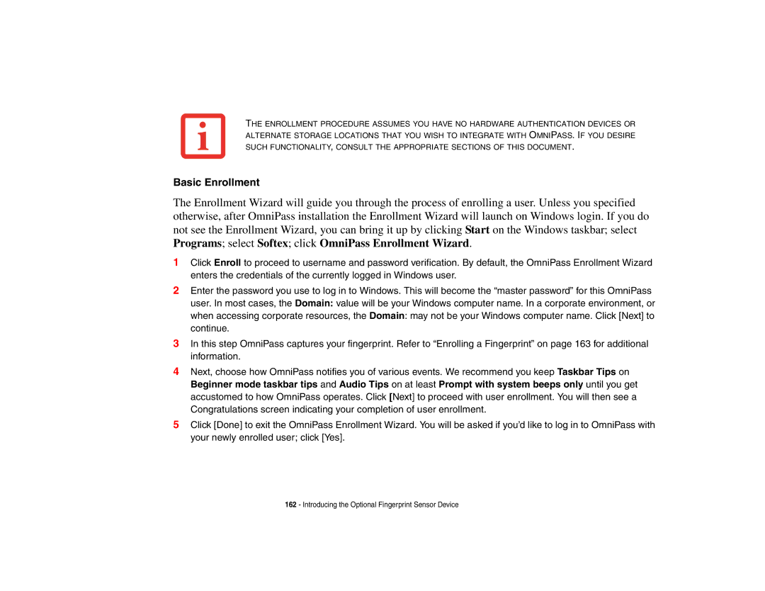 Fujitsu A3210 manual Basic Enrollment 