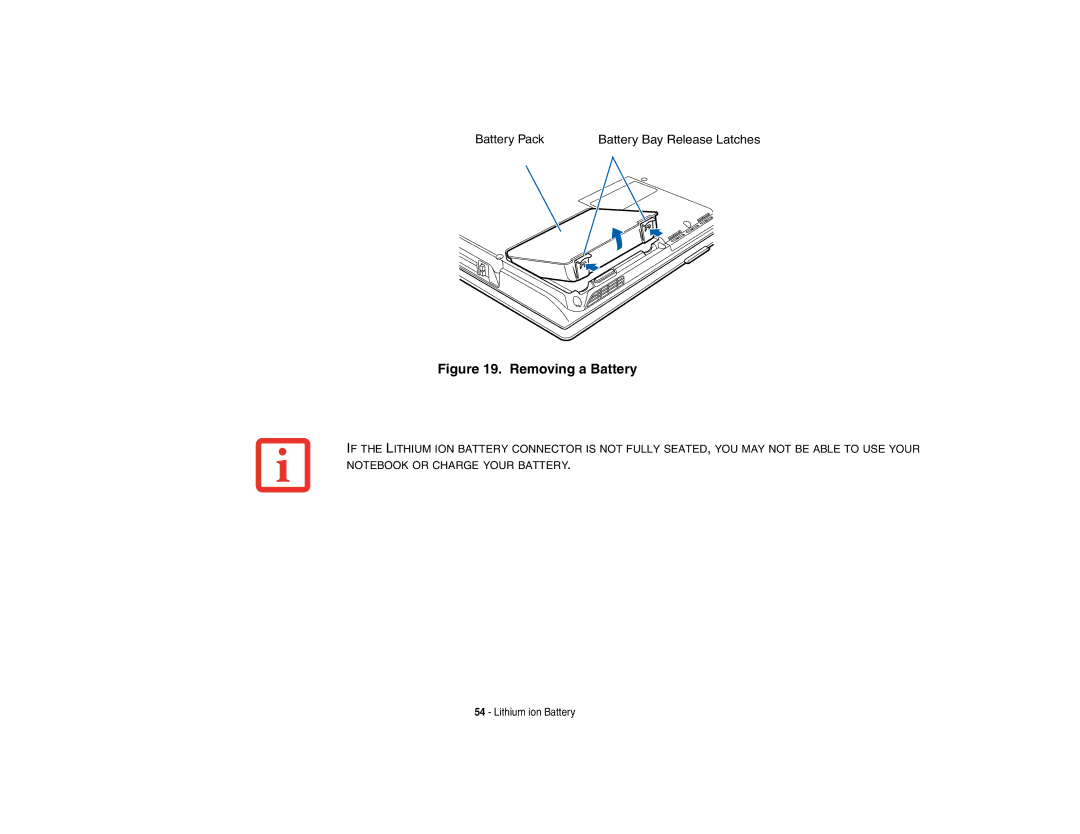 Fujitsu A3210 manual Removing a Battery 