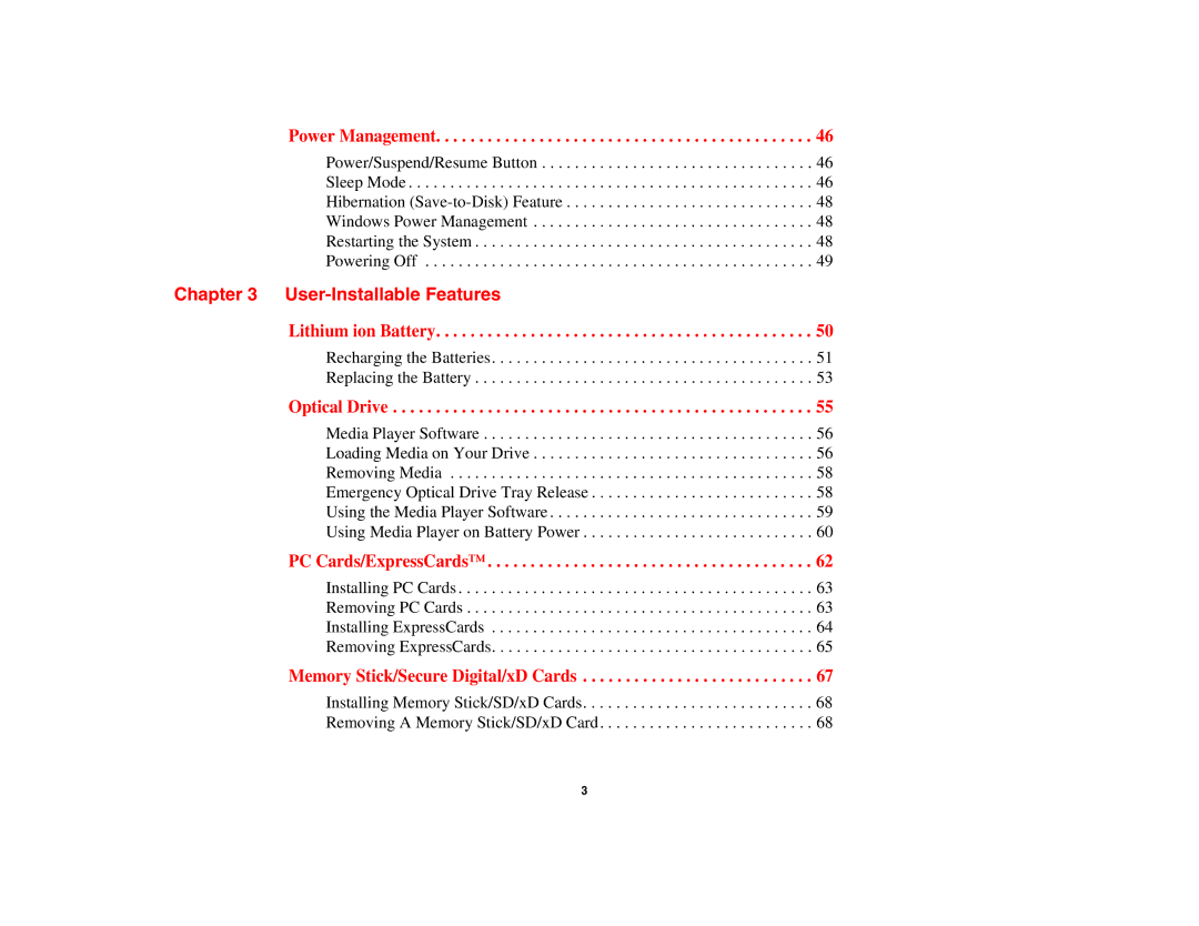 Fujitsu A3210 manual User-Installable Features, Power Management 