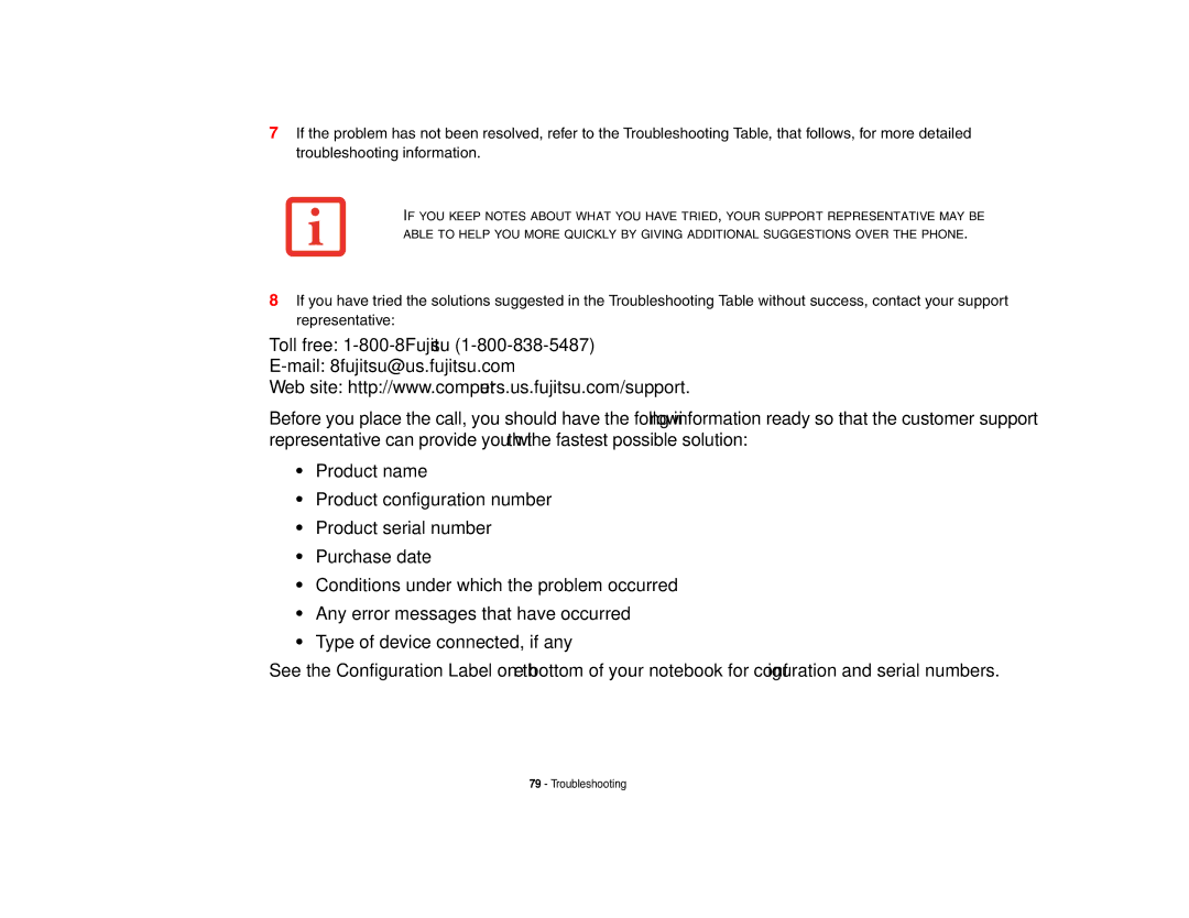 Fujitsu A3210 manual Troubleshooting 