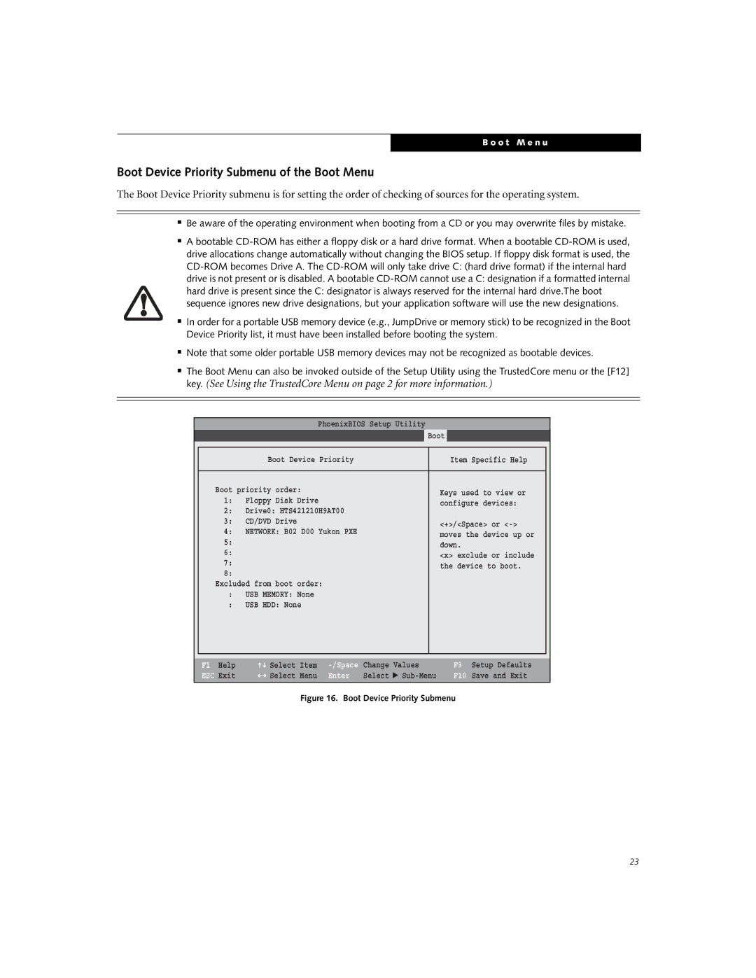 Fujitsu A6010 manual Boot Device Priority Submenu of the Boot Menu, Main Advanced Security Power Savings 