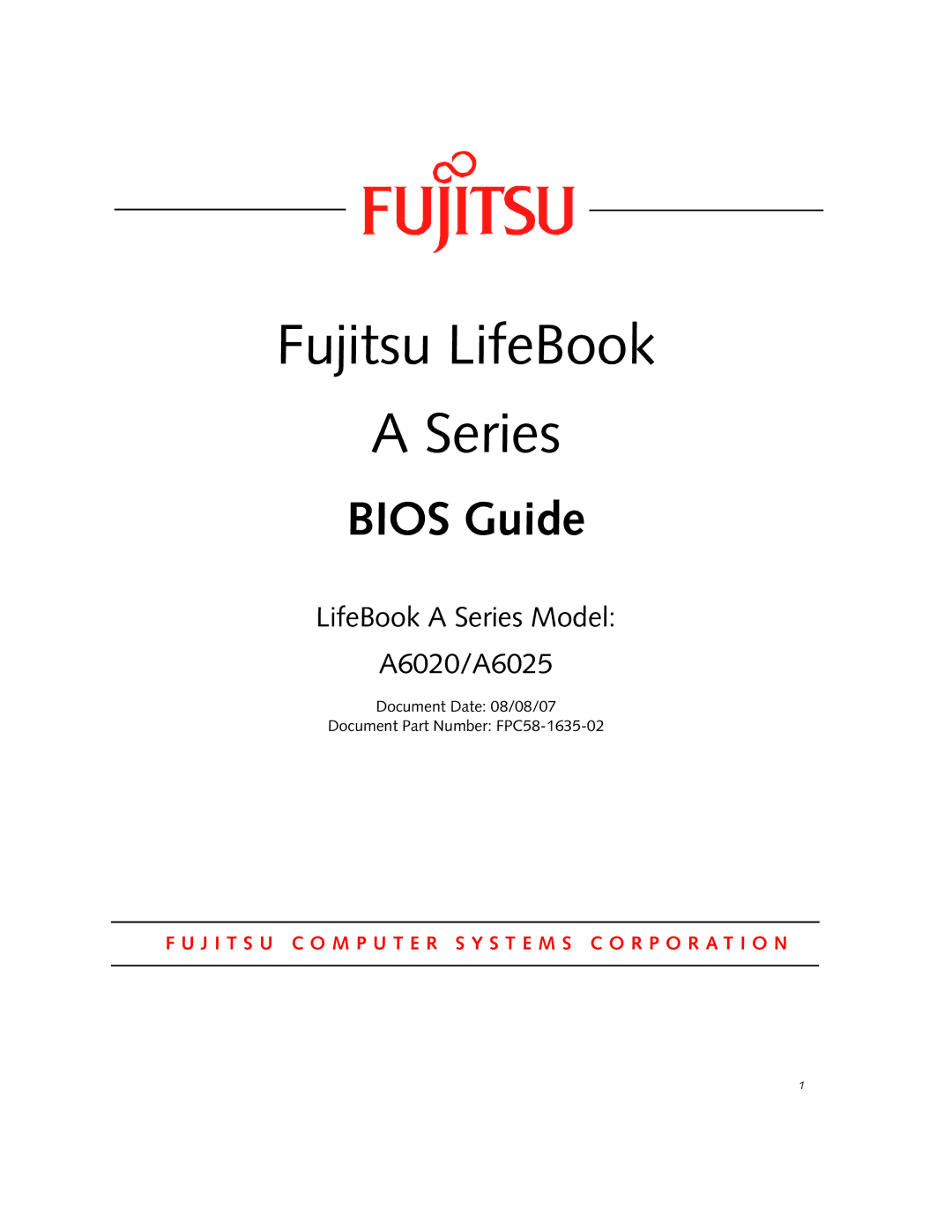 Fujitsu A6020, A6025 manual Fujitsu LifeBook Series 