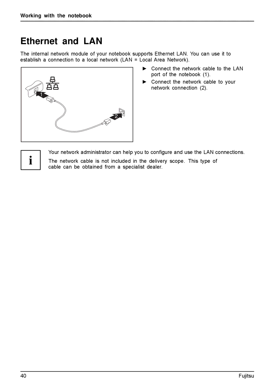 Fujitsu AH512, A512 manual Ethernet and LAN 