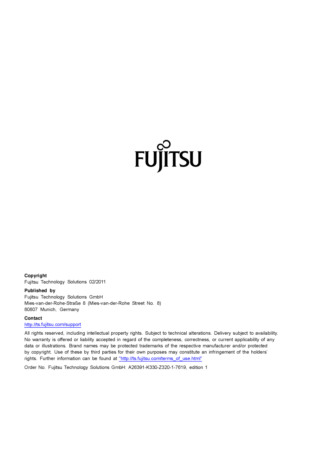 Fujitsu AH531, A531 manual Copyright 