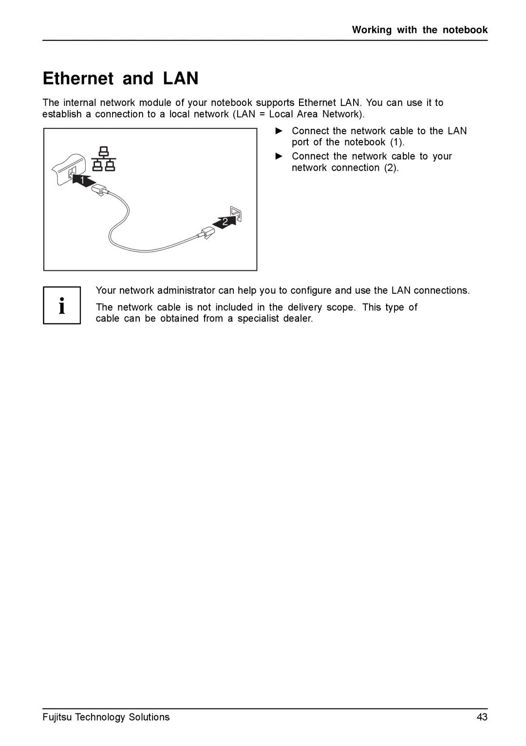 Fujitsu A531, AH531 manual Ethernet and LAN 