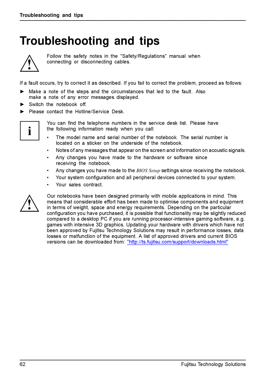 Fujitsu AH531, A531 manual Troubleshooting and tips 