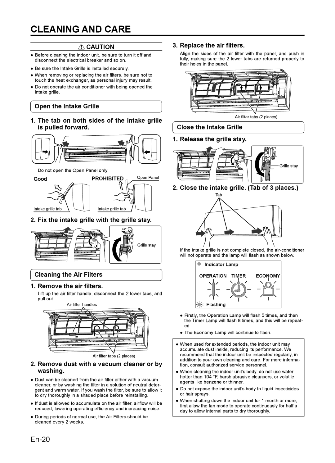 Fujitsu AIR CONDITIONER, 9319356051 manuel dutilisation Cleaning and Care 