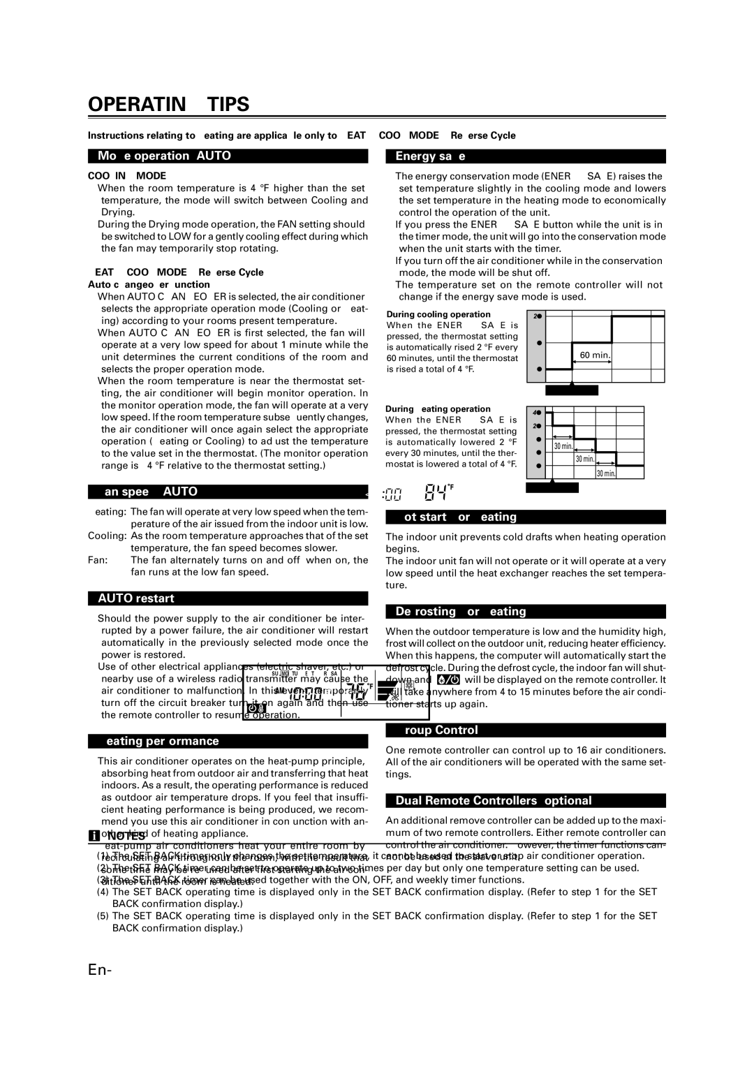 Fujitsu 9368987046, AIR CONDITIONER CASSETTE TYPE manual Operating Tips 