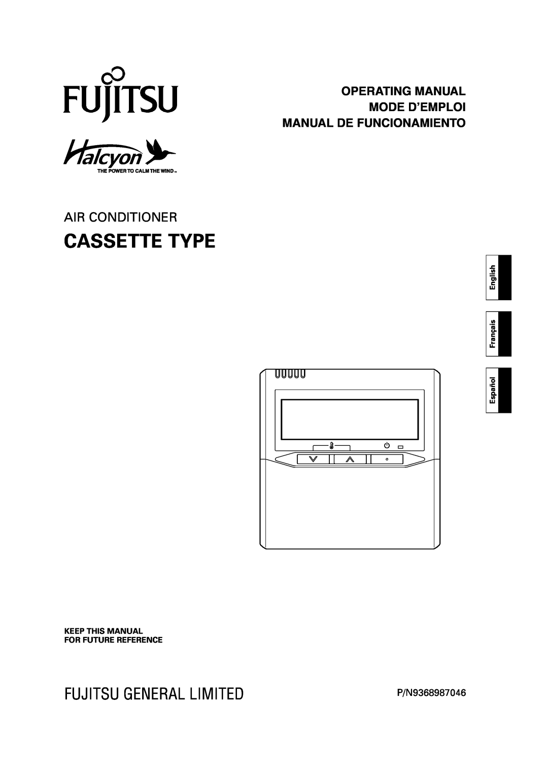 Fujitsu AIR CONDITIONER CASSETTE TYPE manual Cassette Type, Fujitsu General Limited, Air Conditioner, P/N9368987046 