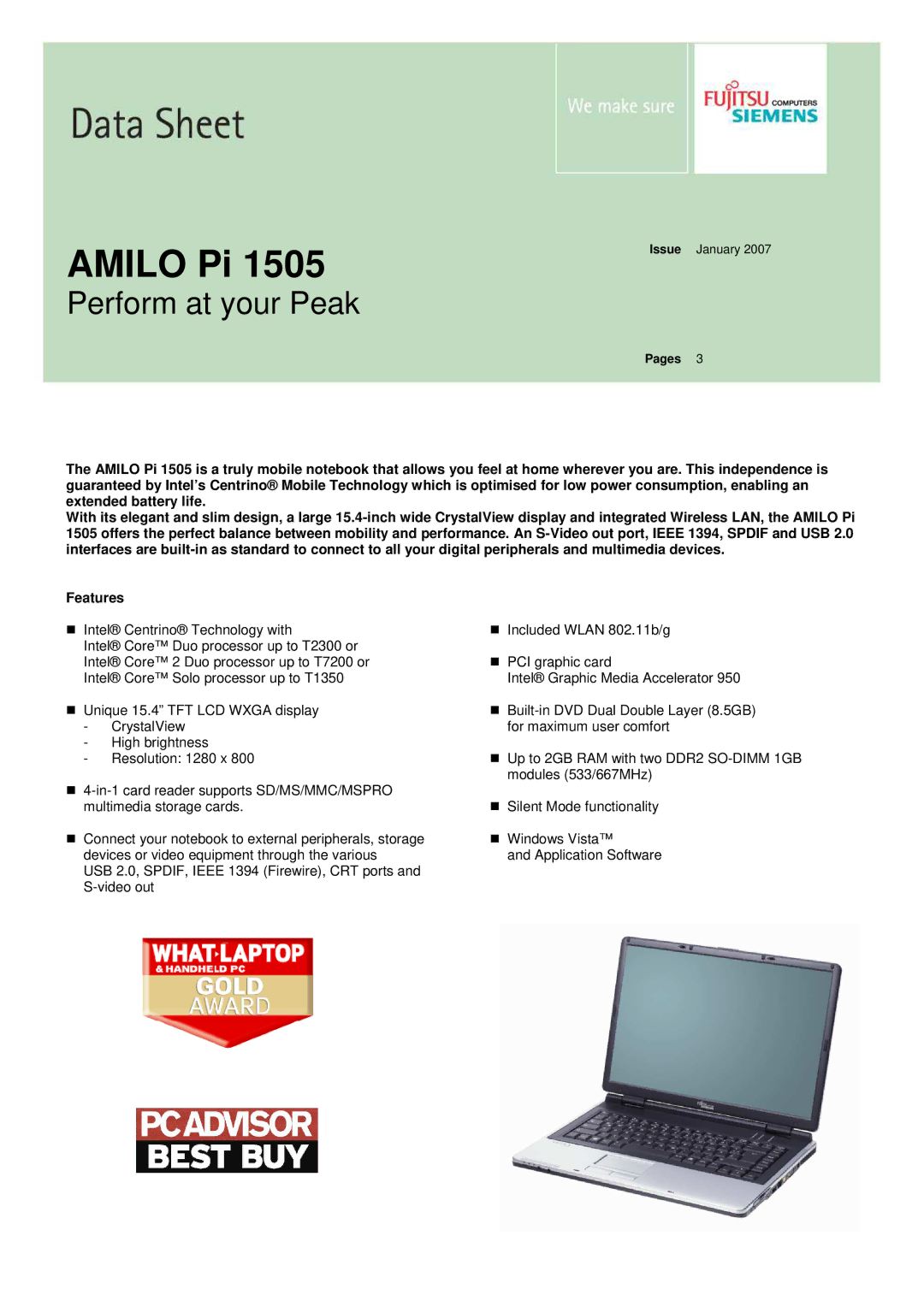 Fujitsu AMILO Pi 1505 manual Amilo Pi 