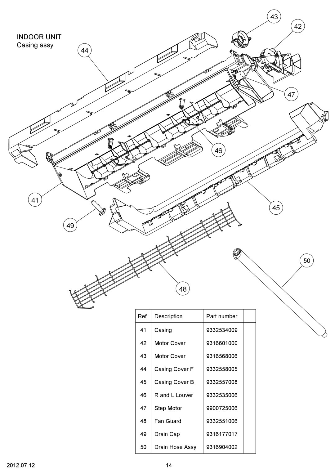 Fujitsu AOU9RL2 specifications Indoor Unit Casing assy 