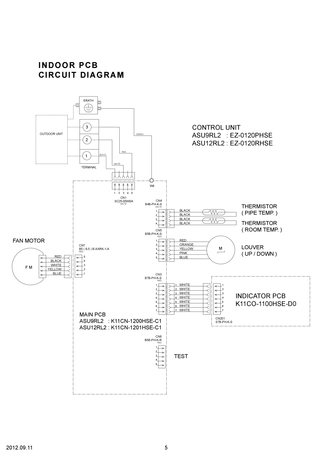 Fujitsu AOU9RL2 specifications Indoor Pcb Circuit Diagram, Indicator Pcb 