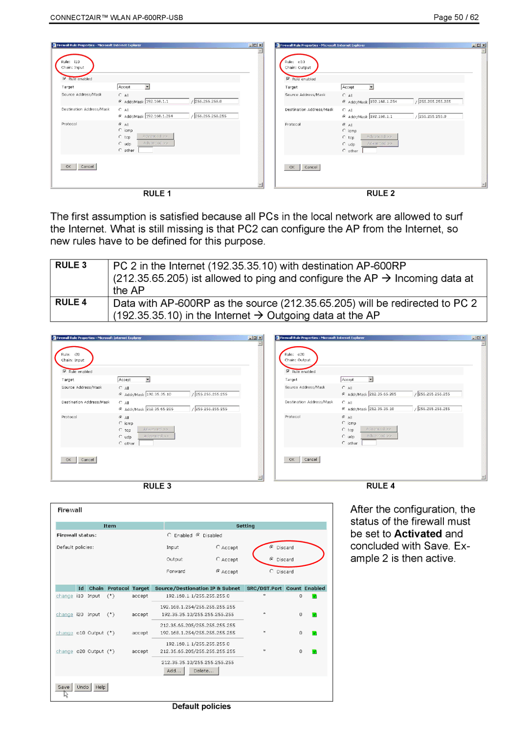 Fujitsu AP-600RP-USB manual PC 2 in the Internet 192.35.35.10 with destination AP-600RP 