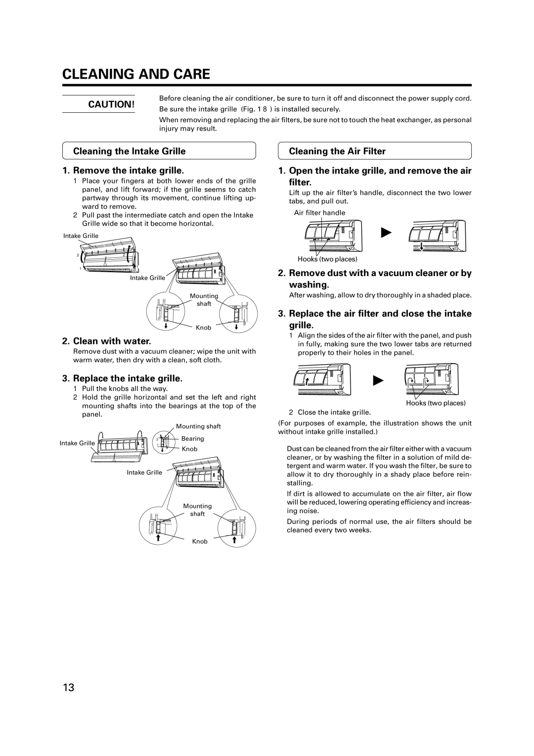 Fujitsu AST12, AST9, AST7 manual Cleaning and Care 