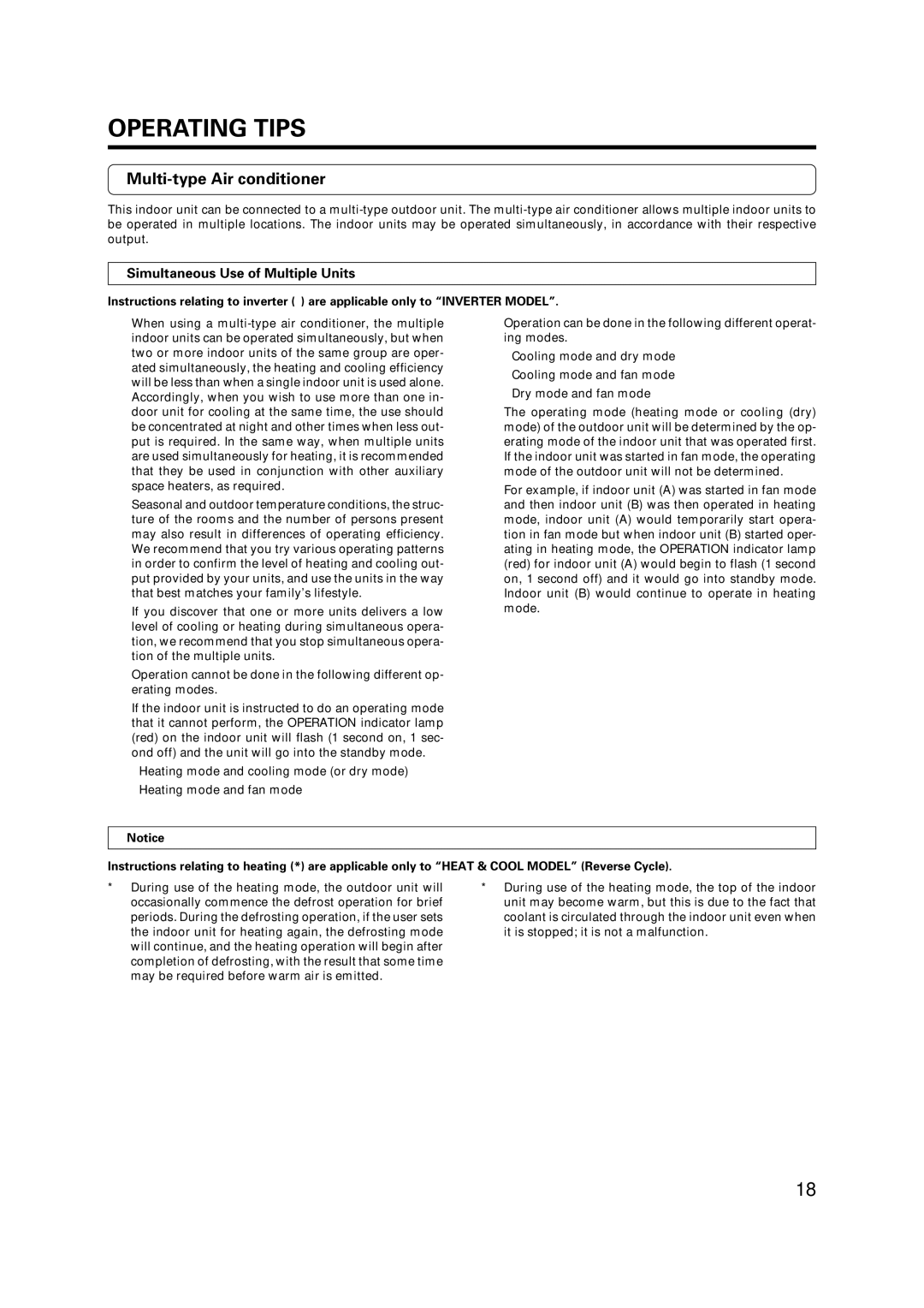 Fujitsu AST7, AST9, AST12 manual Multi-type Air conditioner, Simultaneous Use of Multiple Units 