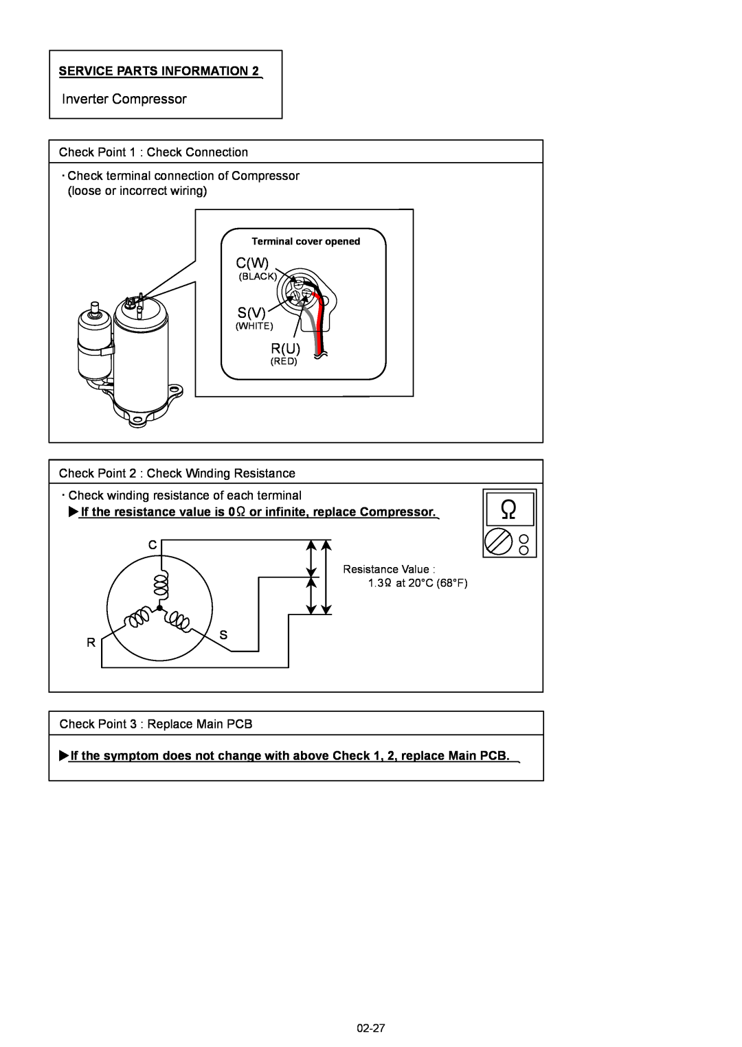 Fujitsu AOU09RL2, ASU12RL2, AOU12RL2 manual Inverter Compressor, Service Parts Information 
