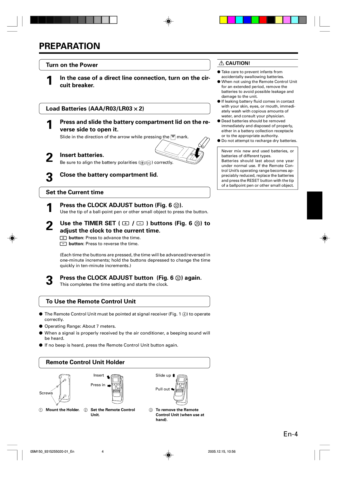 Fujitsu AOU18CL, ASU18CL operation manual Preparation 