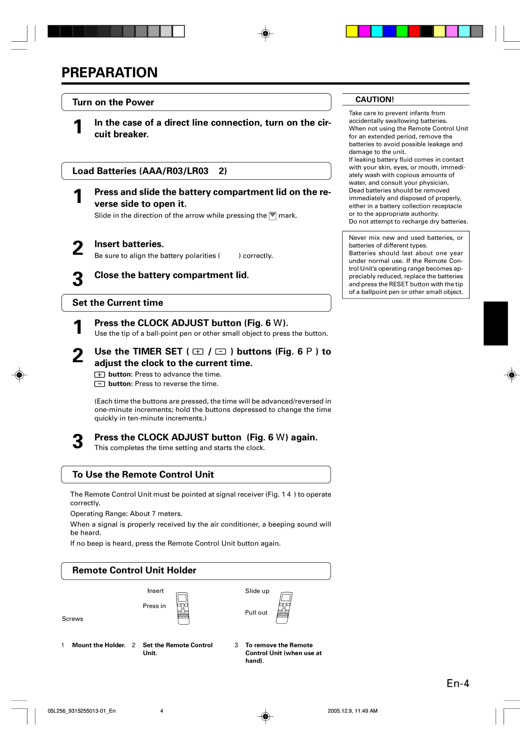 Fujitsu AOU18RL, ASU18RL operation manual Preparation 