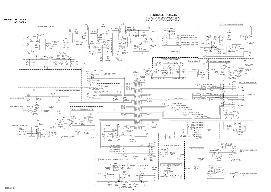 Fujitsu ASU36CLX, ASU30CLX, AOU36CLX, AOU30CLX specifications Controller PCB Assy 