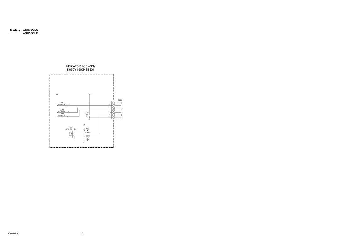 Fujitsu ASU30CLX, ASU36CLX, AOU36CLX, AOU30CLX specifications Indicator PCB Assy 