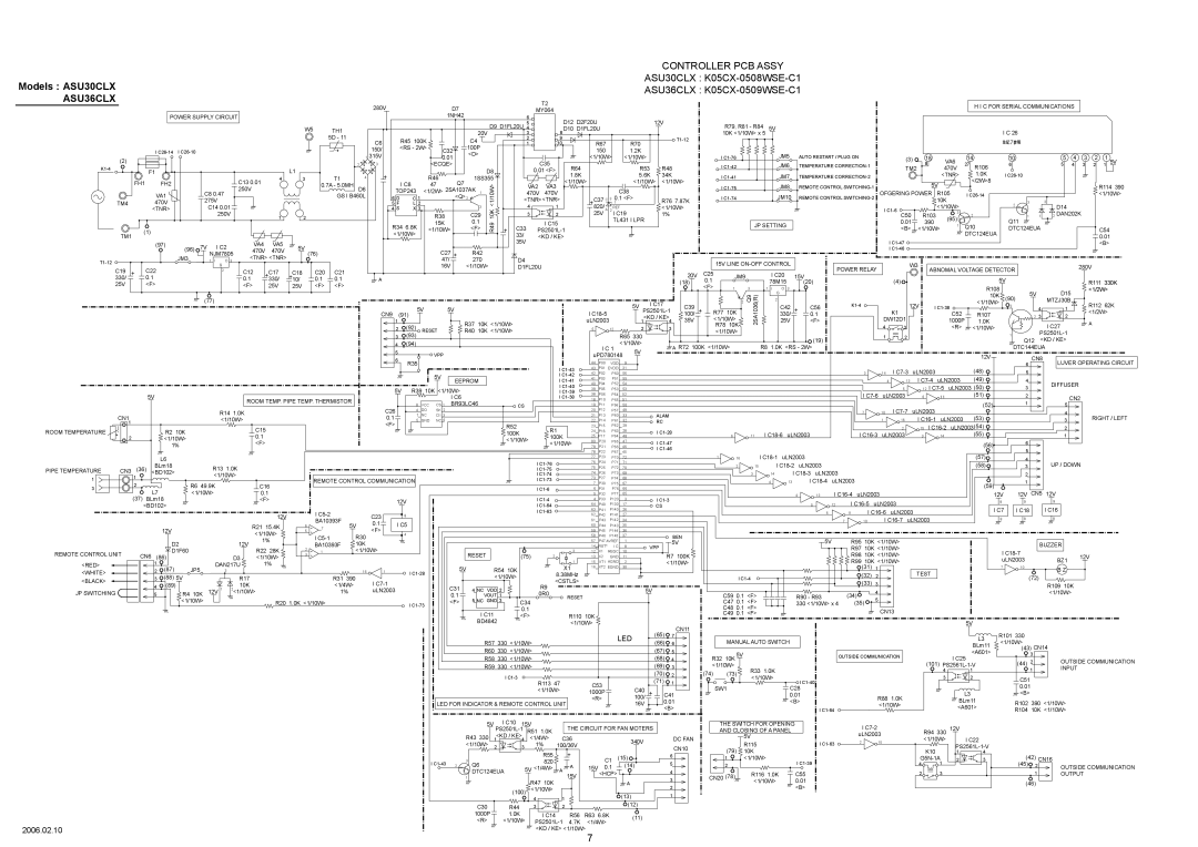 Fujitsu AOU36CLX, AOU30CLX Controller Pcb Assy, Models ASU30CLX, ASU30CLX K05CX-0508WSE-C1, ASU36CLX K05CX-0509WSE-C1 