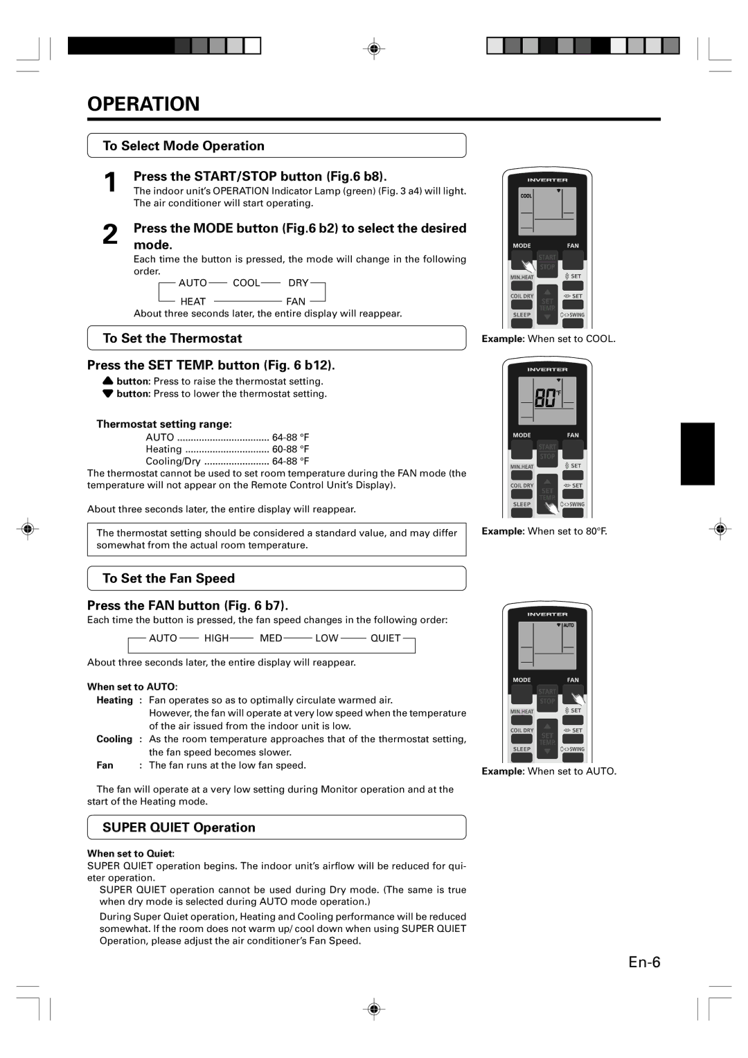 Fujitsu AOU9RLS, ASU9RLS, ASU12RLS, AOU12RLS, Heat & Cool Model (Reverse Cycle) manual Operation 