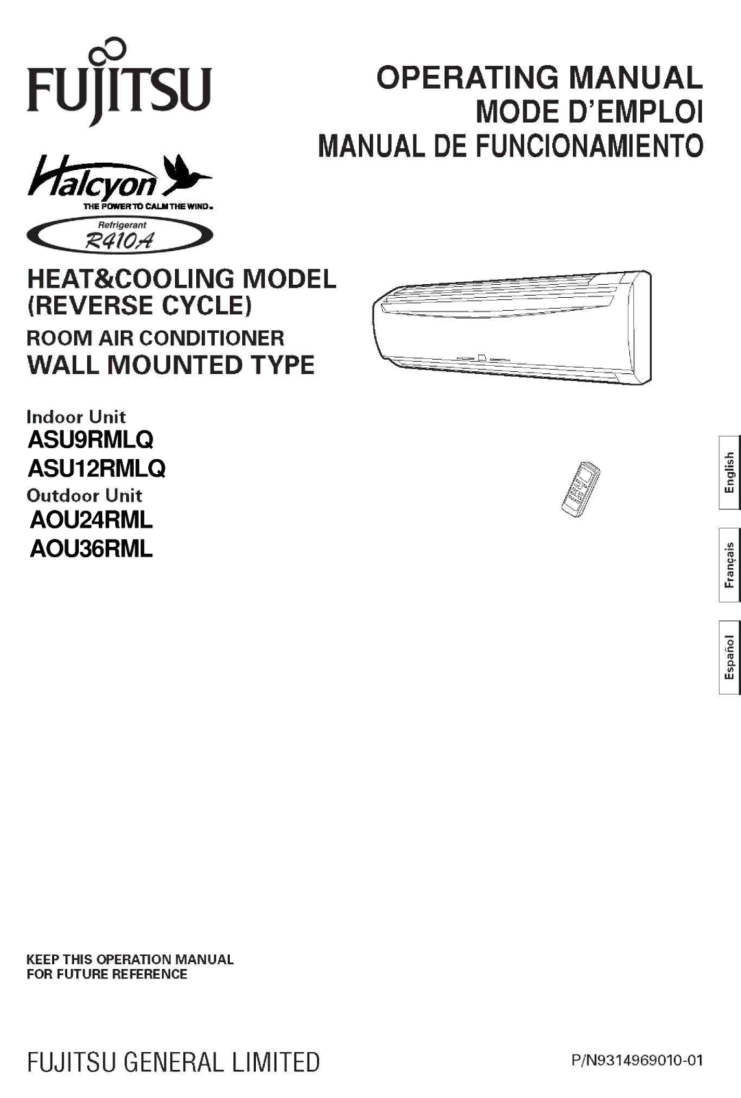 Fujitsu ASU9RMLQ ASU12RMLQ AOU24RML AOU36RML manual 